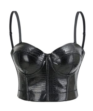 Busiter aus Kunstleder mit Punk-Schnallenriemen für Damen - Gothic Shop