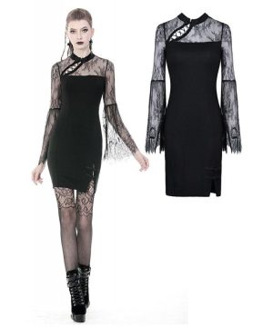Damen-Abschlussball-Party-Schlanke Kleider mit sexy hohler seitlicher Brust - Gothic Shop
