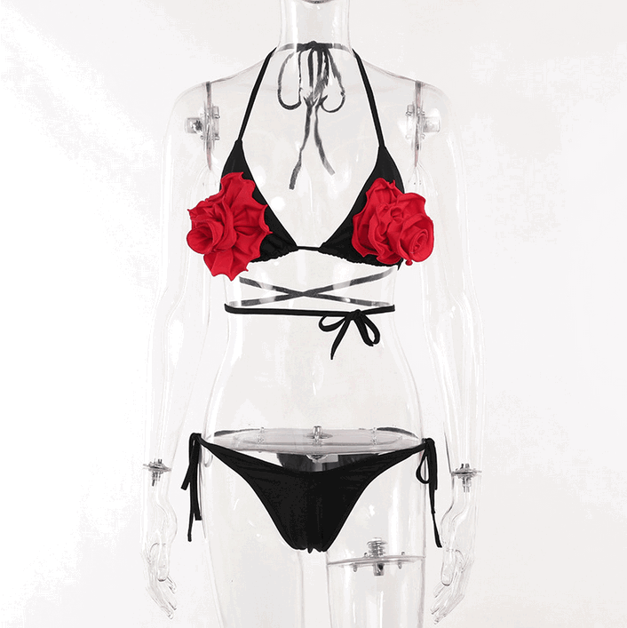 Damen-Badeanzug im Grunge-Stil mit Riemchen und Blumenmuster - Gothic Shop