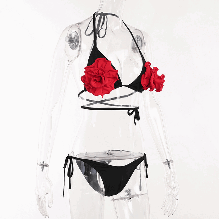 Damen-Badeanzug im Grunge-Stil mit Riemchen und Blumenmuster - Gothic Shop