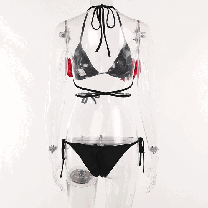 Damen-Badeanzug im Grunge-Stil mit Riemchen und Blumenmuster - Gothic Shop