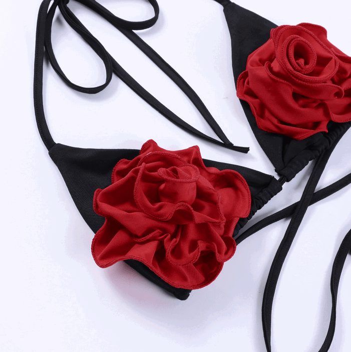 Damen-Badeanzug im Grunge-Stil mit Riemchen und Blumenmuster - Gothic Shop