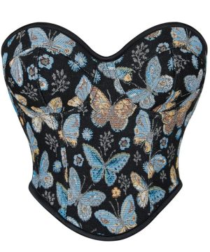 Damen-Brustkorsett mit Schnürung im Gothic-Stil mit Schmetterlingsmuster - Gothic Shop
