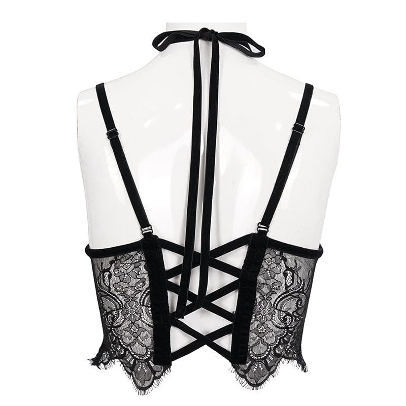 Damen-Bustier aus Spitze mit Riemchen und Ausschnitt im Gothic-Stil - Gothic Shop
