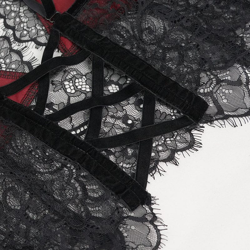 Damen-Bustier aus Spitze mit Riemchen und Ausschnitt im Gothic-Stil - Gothic Shop