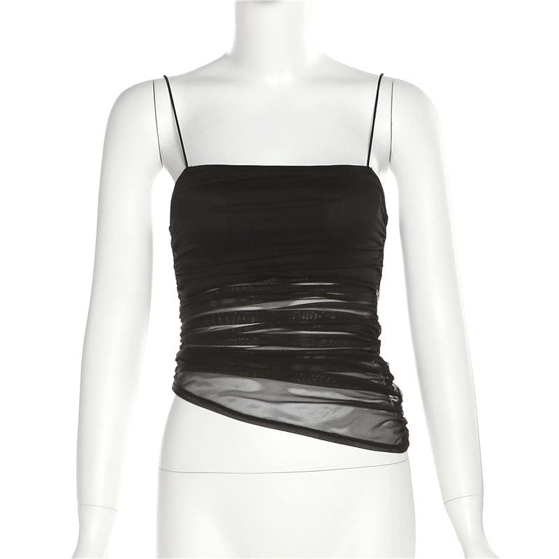 Damen-Bustier mit Punk-Mesh-Splice-Kordelzug - Gothic Shop