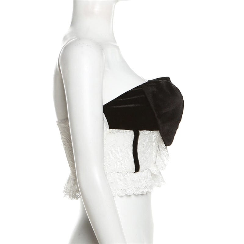 Damen-Bustier mit Punk-Schleife und transparenter Spitze - Gothic Shop