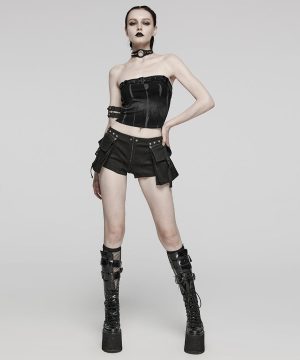 Damen-Bustier mit Punk-Schnalle und Ösen - Gothic Shop
