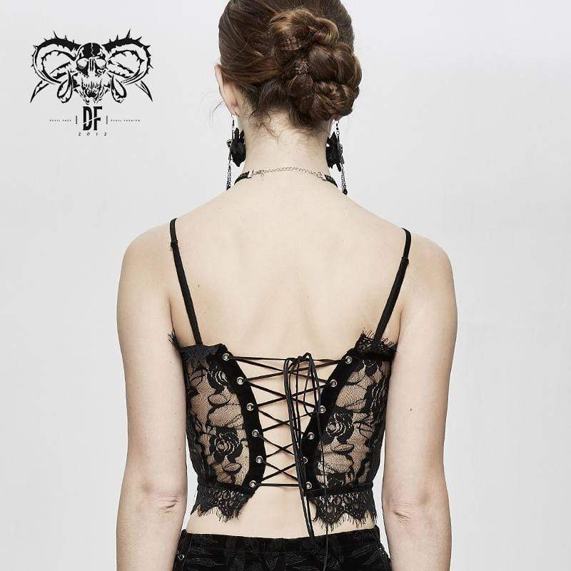 Damen-Bustiers aus durchsichtiger, floraler Spitze im Gothic-Stil - Gothic Shop