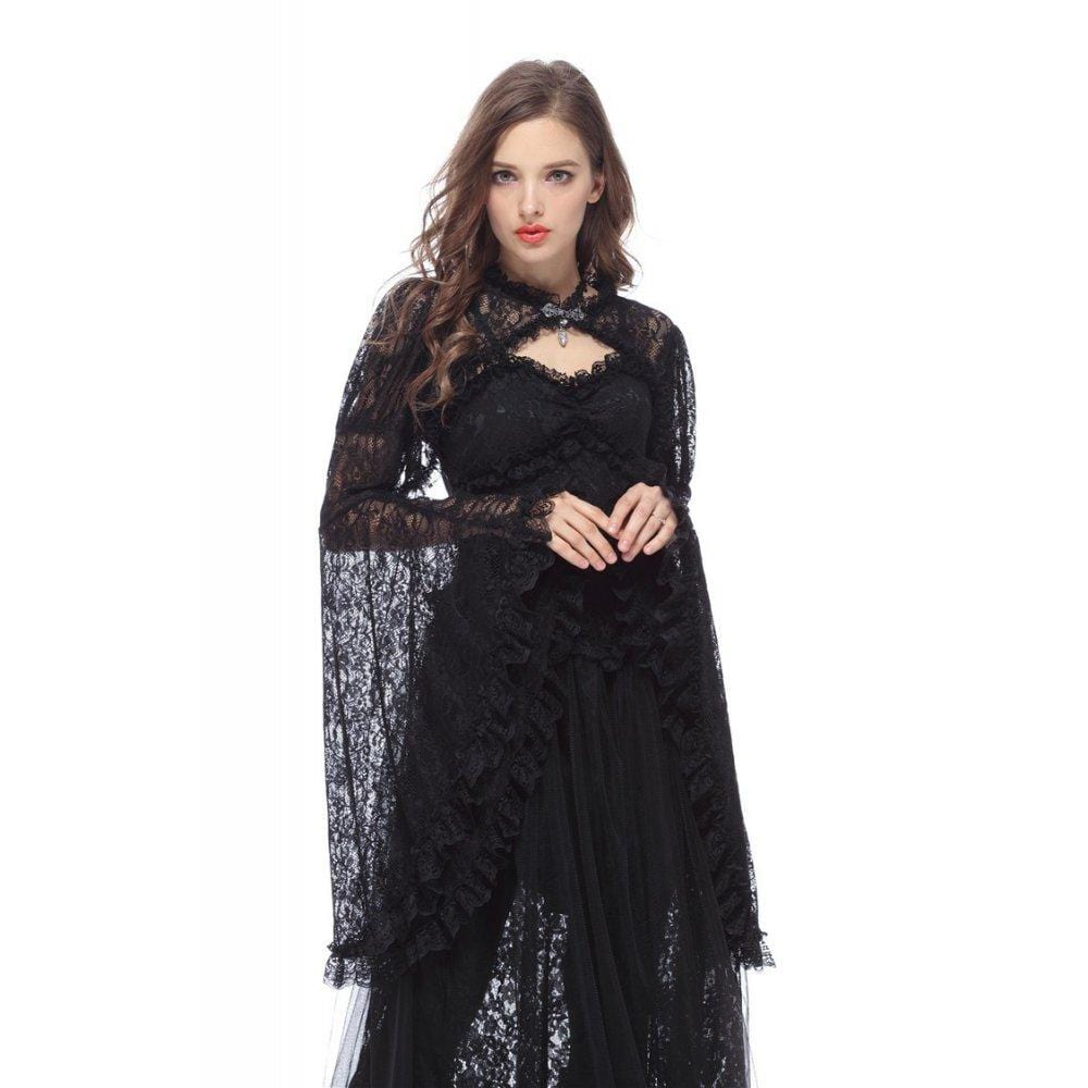 Damen-Cape aus Spitze mit Glockenärmeln - Gothic Shop