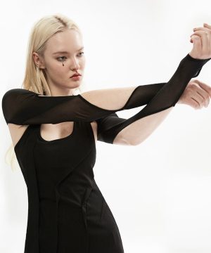 Damen-Cape aus transparentem Netzstoff mit Gothic-Ausschnitt - Gothic Shop