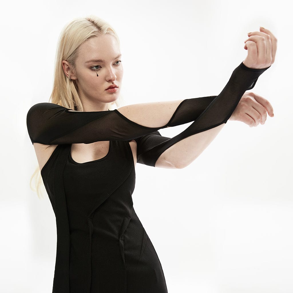 Damen-Cape aus transparentem Netzstoff mit Gothic-Ausschnitt - Gothic Shop