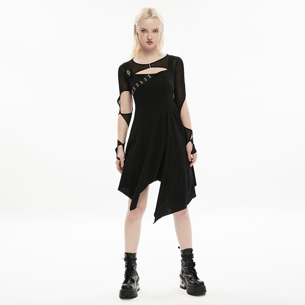 Damen-Cape aus transparentem Netzstoff mit Gothic-Ausschnitt - Gothic Shop