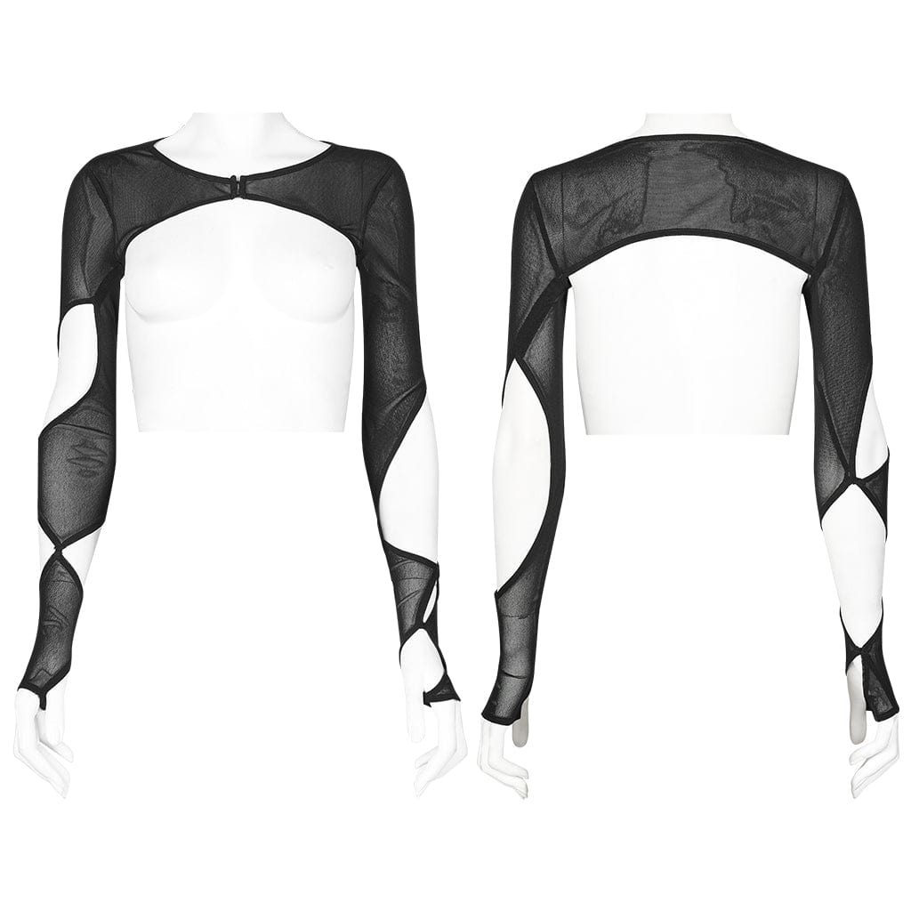Damen-Cape aus transparentem Netzstoff mit Gothic-Ausschnitt - Gothic Shop