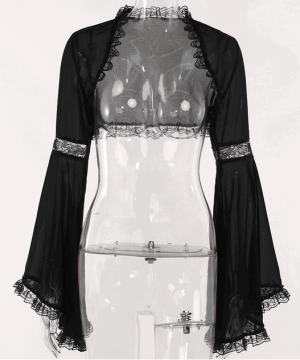 Damen-Cape im Gothic-Stil mit ausgestellten Ärmeln und Spitzensaum - Gothic Shop
