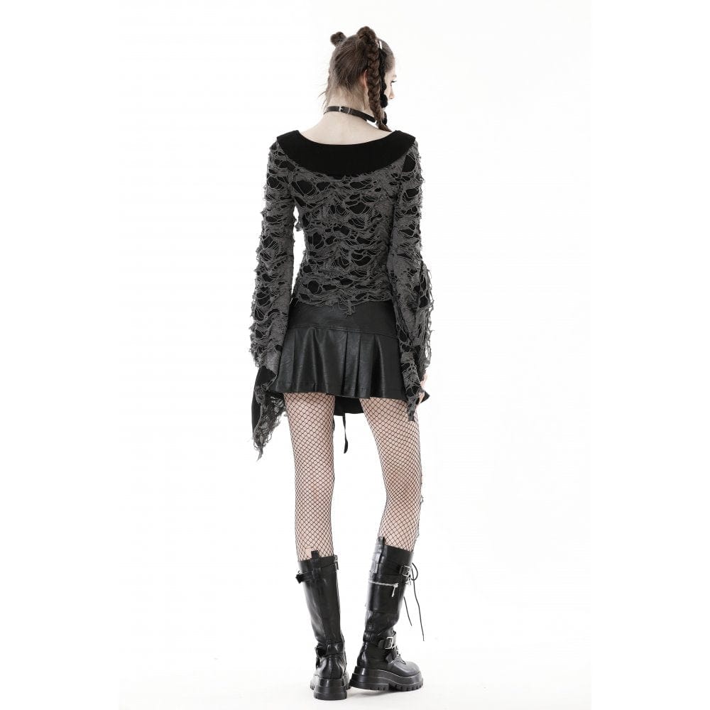 Damen-Cardigan im Gothic-Stil mit Riemchen und Rissen - Gothic Shop