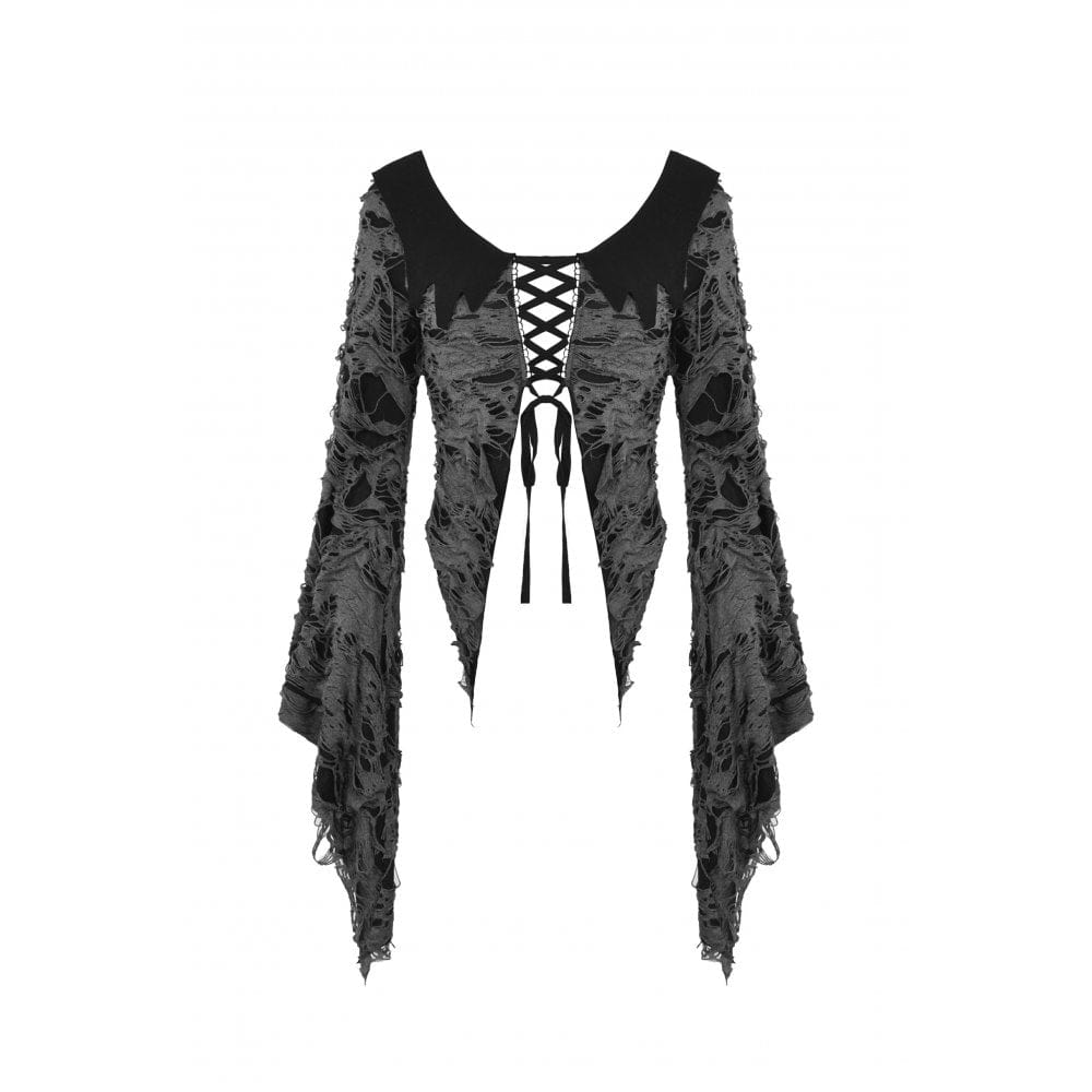 Damen-Cardigan im Gothic-Stil mit Riemchen und Rissen - Gothic Shop