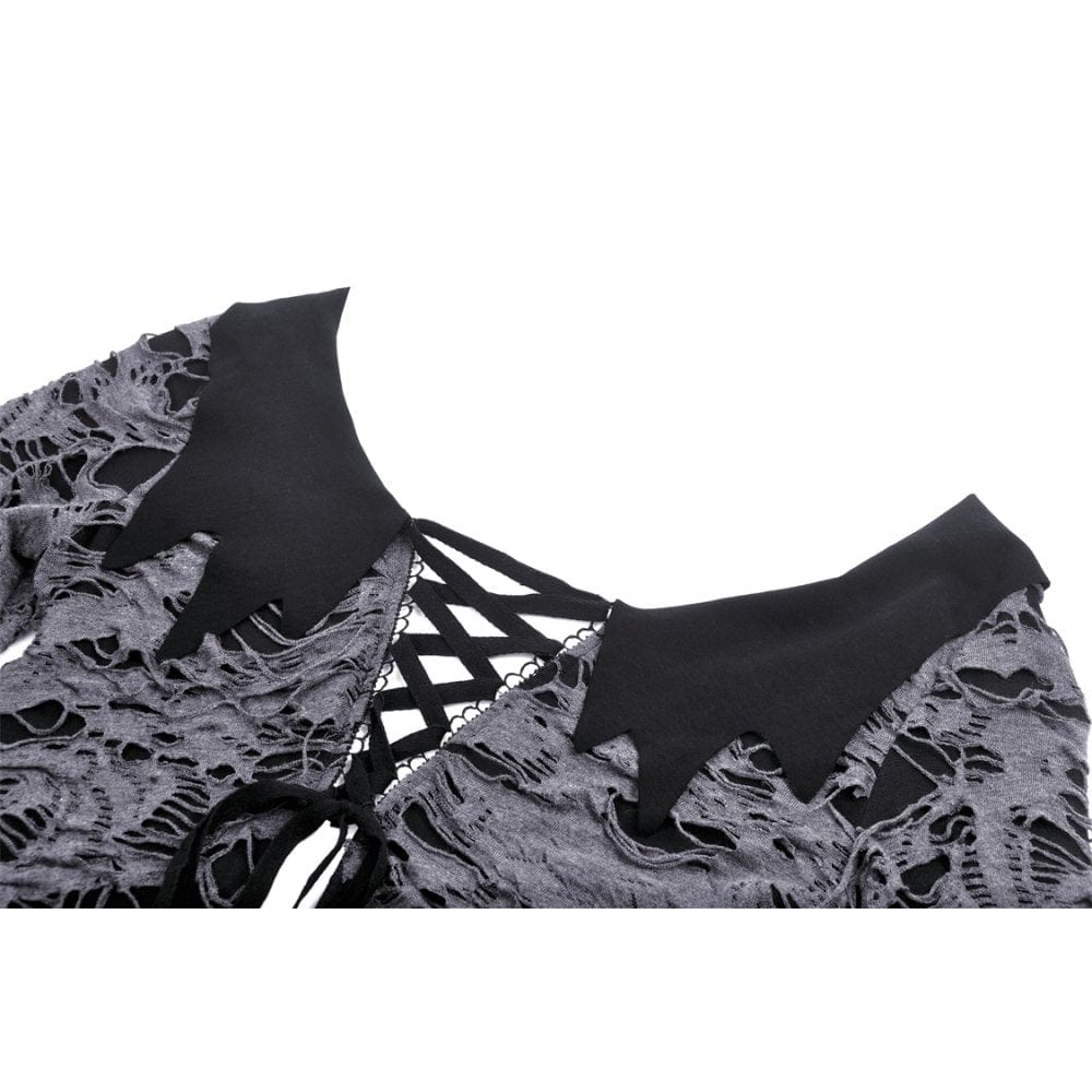 Damen-Cardigan im Gothic-Stil mit Riemchen und Rissen - Gothic Shop