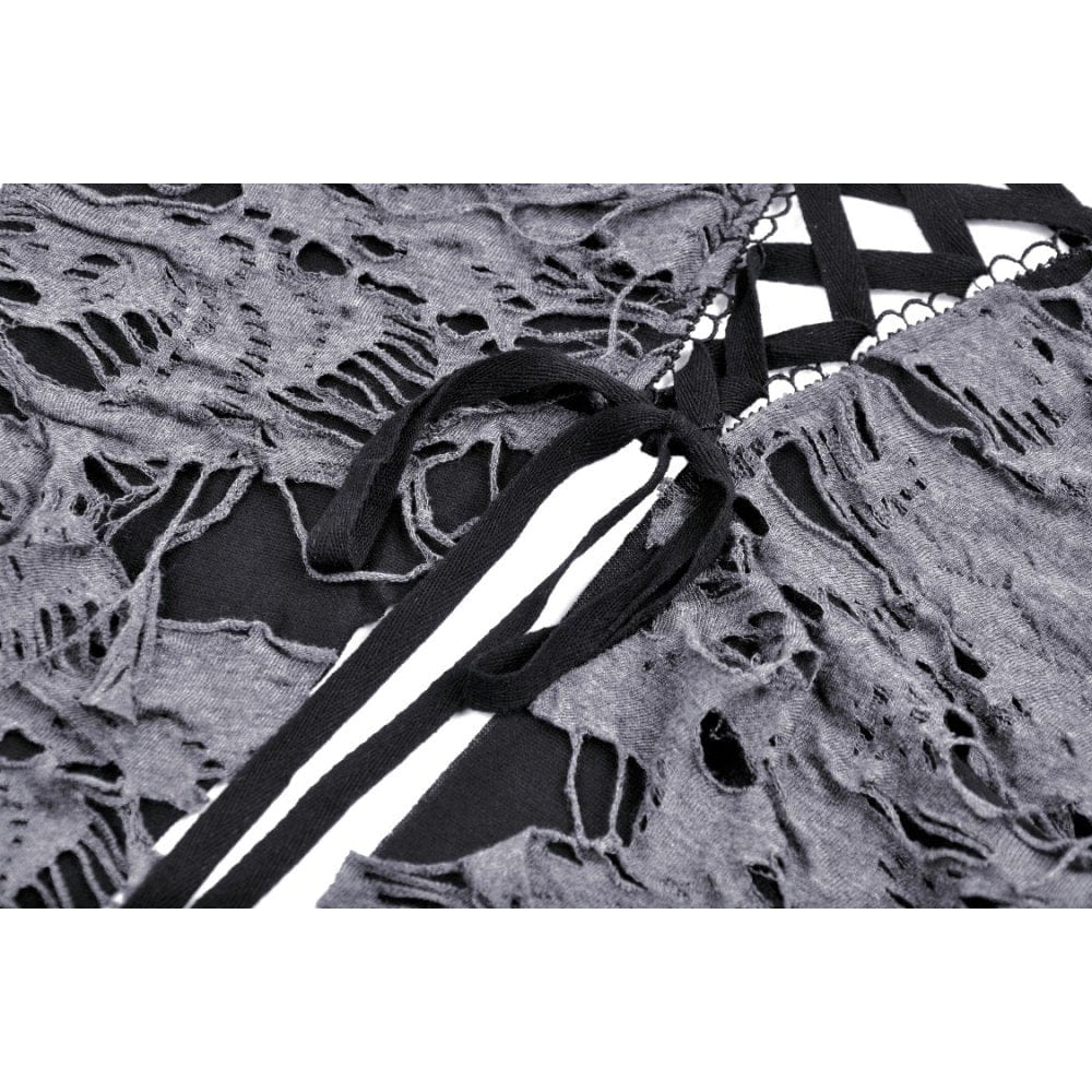 Damen-Cardigan im Gothic-Stil mit Riemchen und Rissen - Gothic Shop