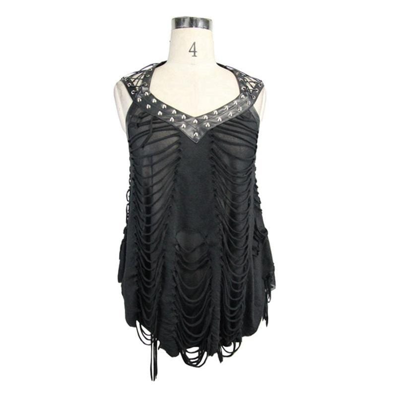 Damen Distressed Punk T-Shirt mit Schnürung - Gothic Shop