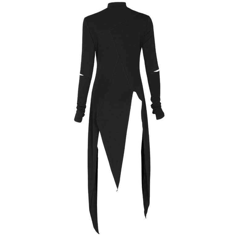 Damen Gothic-Kleider mit Stehkragen und Ausschnitt und unregelmäßigem Schinken - Gothic Shop