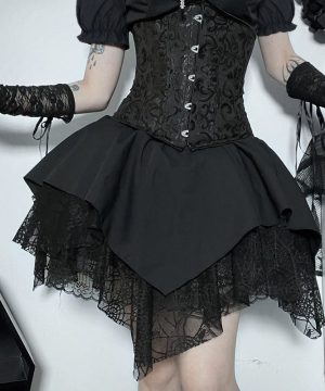 Damen Gothic-Rock mit unregelmäßigem Spinnennetz-Spleißmuster - Gothic Shop