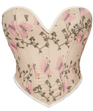 Damen Gothic-Vollbrustkorsett mit Schmetterlingsstickerei - Gothic Shop