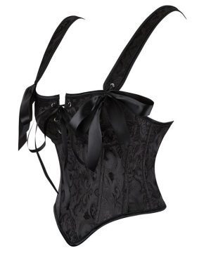Damen Gothic Blumen-Jacquard-Schulterträger-Vollbrustkorsett - Gothic Shop