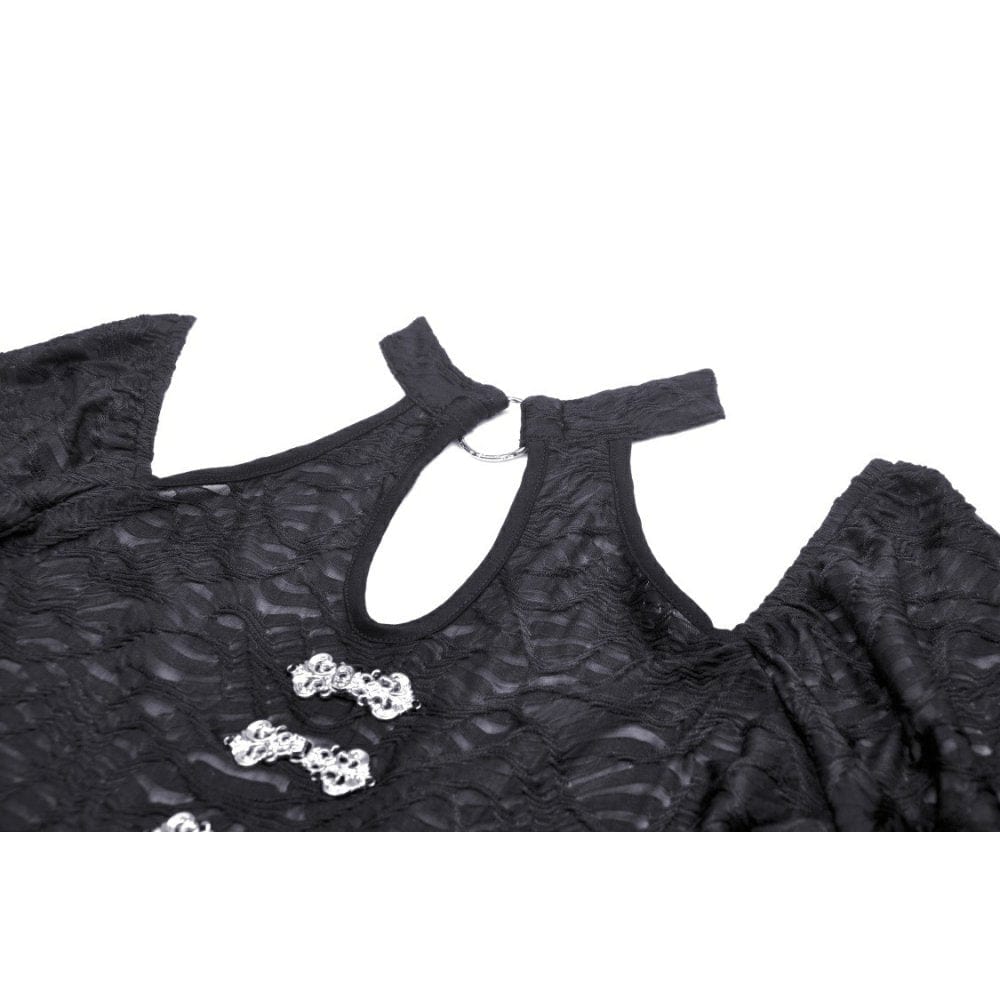 Damen Gothic Crop Top mit ausgestellten Ärmeln und unregelmäßigen Ärmeln - Gothic Shop