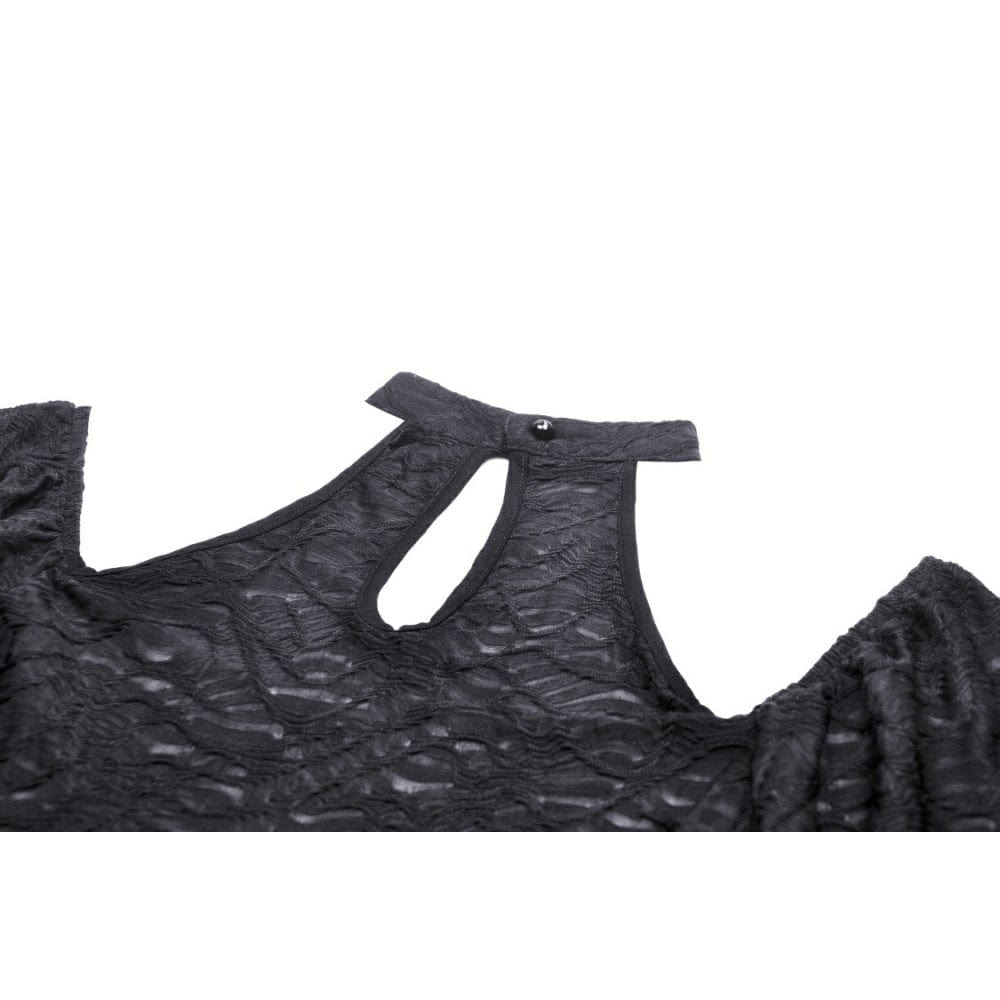 Damen Gothic Crop Top mit ausgestellten Ärmeln und unregelmäßigen Ärmeln - Gothic Shop