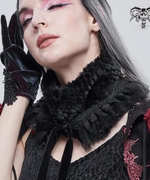 Damen Gothic Mesh Splice Strappy Schal Schwarz - Gothic Shop
