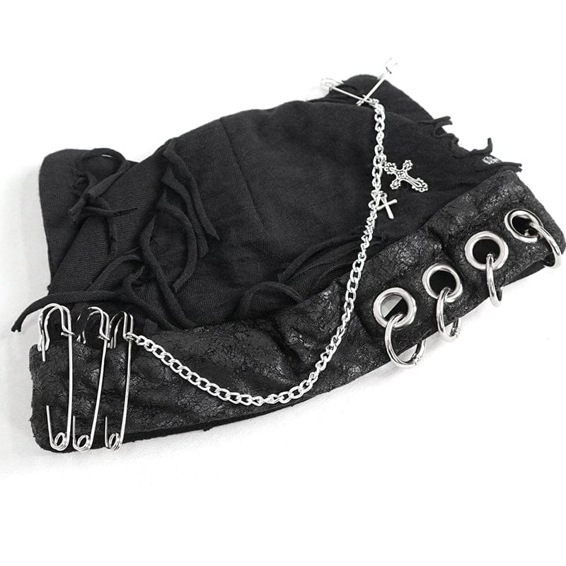 Damen Gothic Ripped Hut mit Kette - Gothic Shop