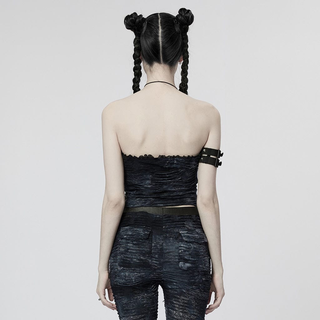 Damen Gothic Ripped Neckholder Tank Top - Gothic Shop