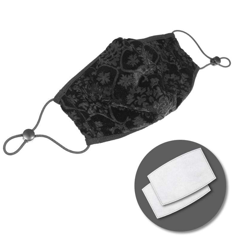 Damen Gothic Solid Jacward-Masken mit Einweg-Filtereinsatz, 2er-Set - Gothic Shop