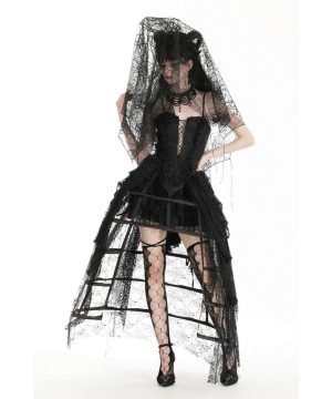 Damen Gothic Spinnennetz Mesh Hochzeitsschleier - Gothic Shop