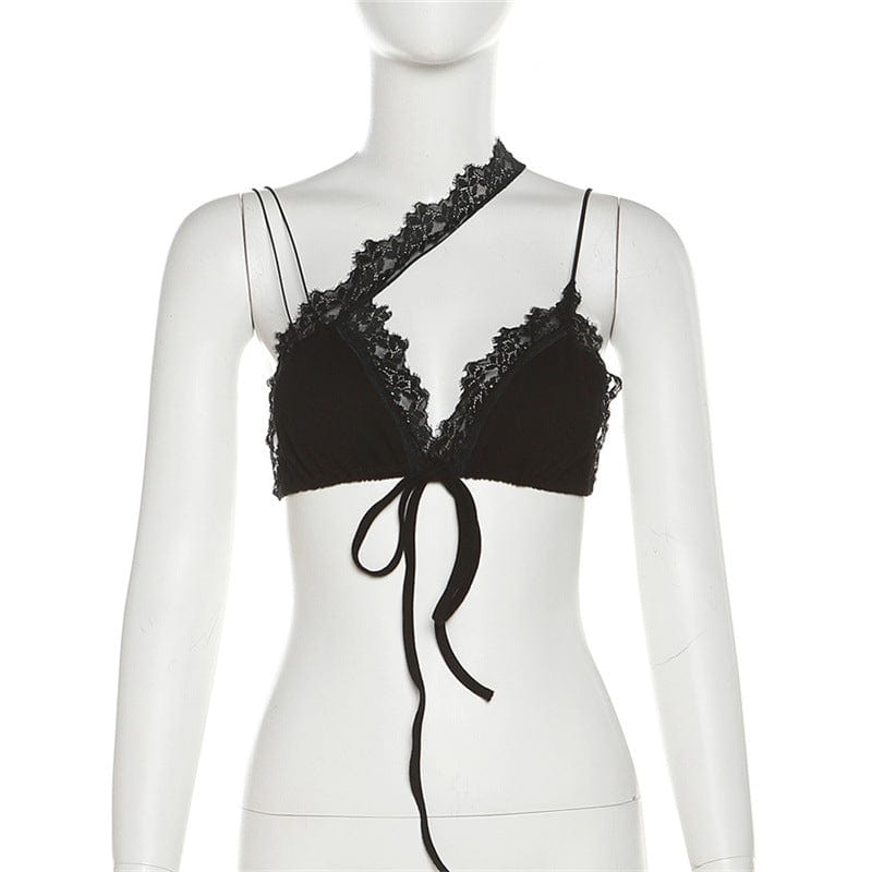 Damen Gothic Strappy Lace Splice Bustier - Gothic Shop