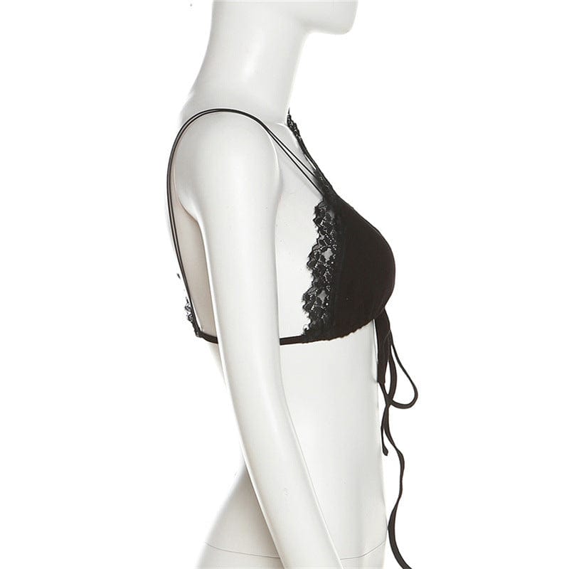 Damen Gothic Strappy Lace Splice Bustier - Gothic Shop