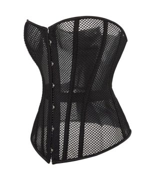 Damen Gothic Strappy Mesh Vollbrustkorsett - Gothic Shop