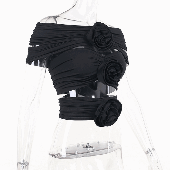 Damen Grunge Off Shoulder Rose Weste - Gothic Shop