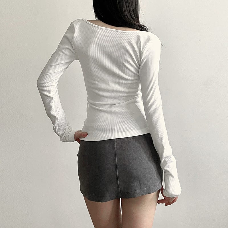 Damen Punk-Langarmshirt mit V-Ausschnitt und Schnürung - Gothic Shop