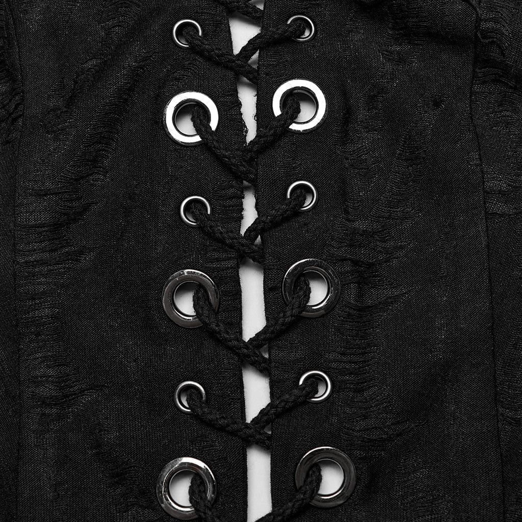 Damen Punk-Weste mit unregelmäßigem, zerrissenem Neckholder - Gothic Shop