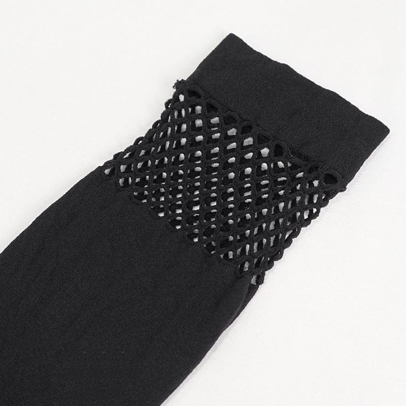 Damen Punk Asymmetrische Mesh Splice Socken mit Strumpfband - Gothic Shop