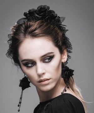 Damen Punk Blumen Haarkranz - Gothic Shop