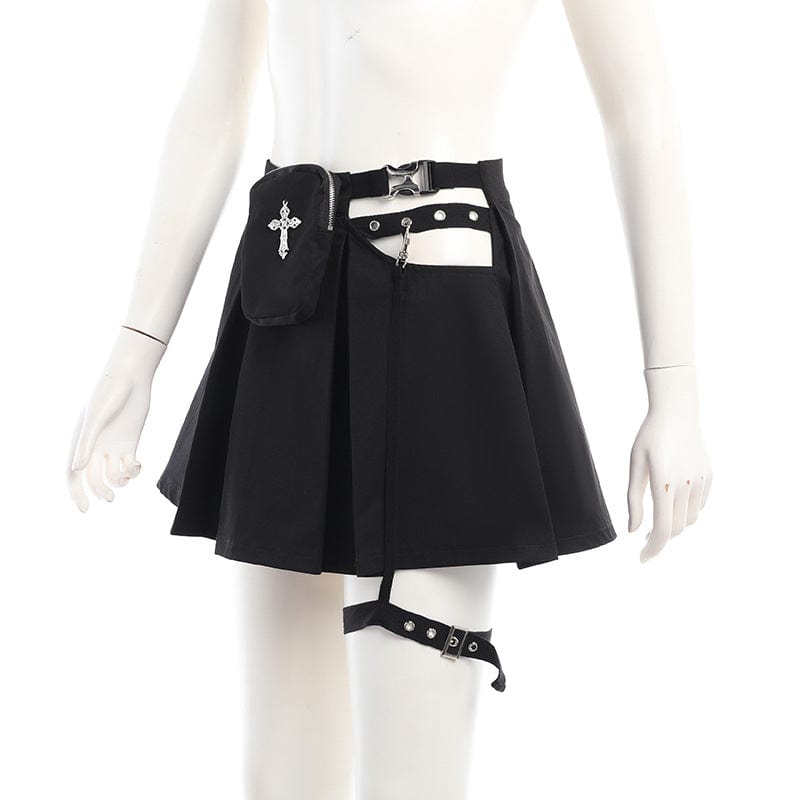 Damen Punk Cutout Mesh Splice Crop Top - Gothic Shop