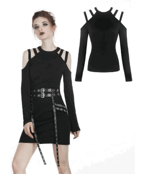 Damen Punk Daily Wear Schulterfreie Langarm-T-Shirts - Gothic Shop