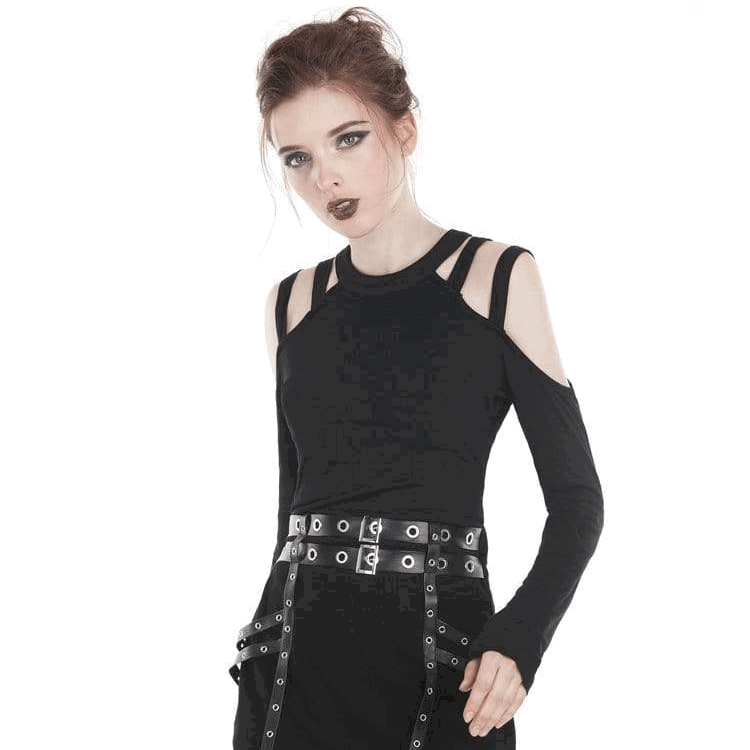 Damen Punk Daily Wear Schulterfreie Langarm-T-Shirts - Gothic Shop