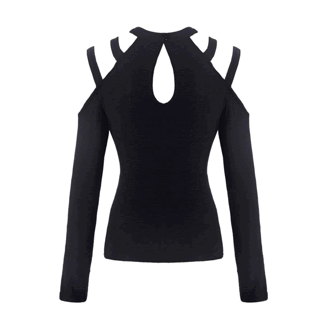 Damen Punk Daily Wear Schulterfreie Langarm-T-Shirts - Gothic Shop