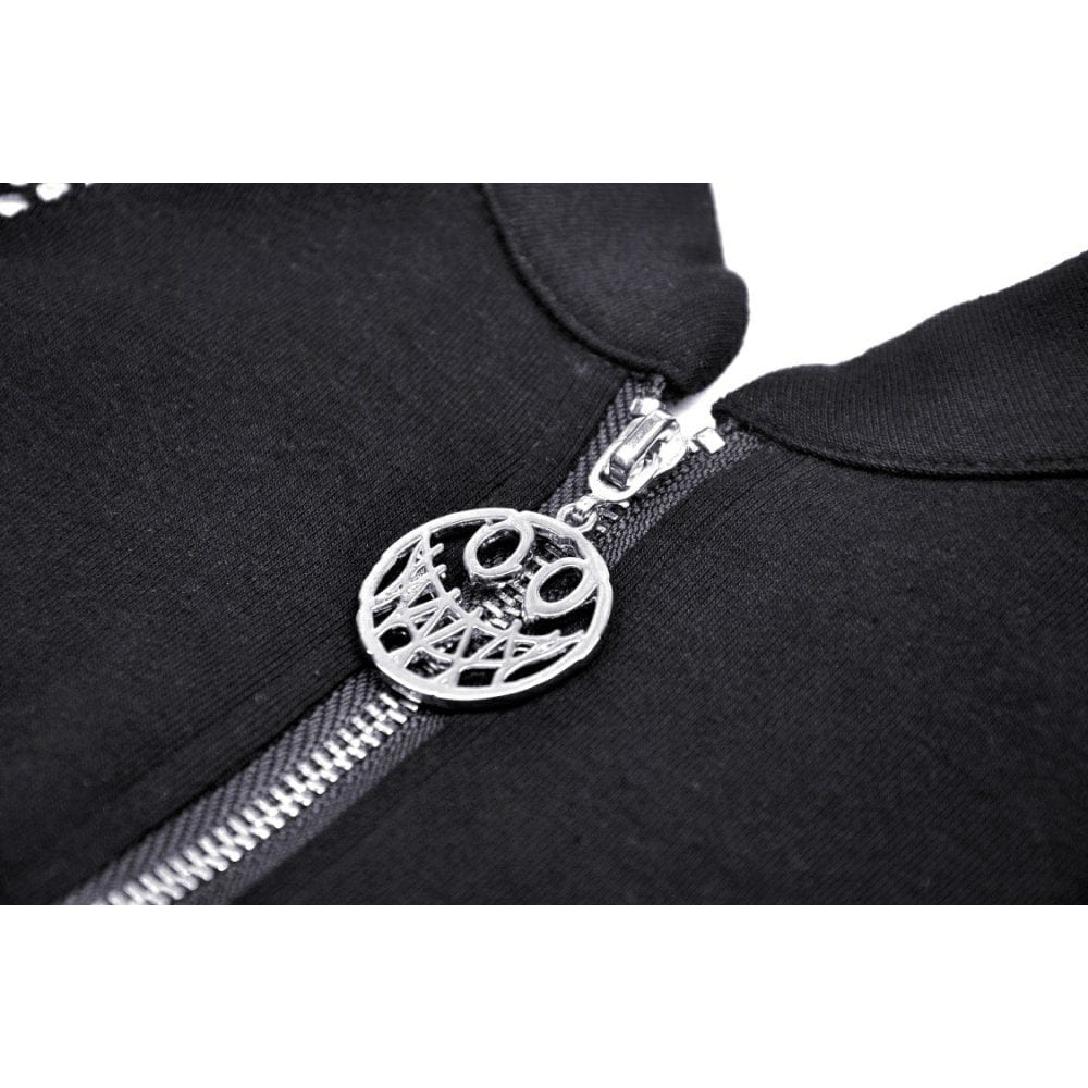 Damen Punk Mesh Splice Eyelets Crop Top - Gothic Shop