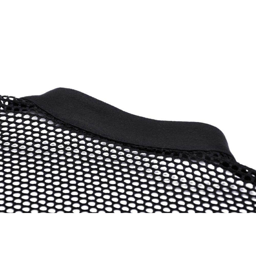 Damen Punk Mesh Splice Eyelets Crop Top - Gothic Shop