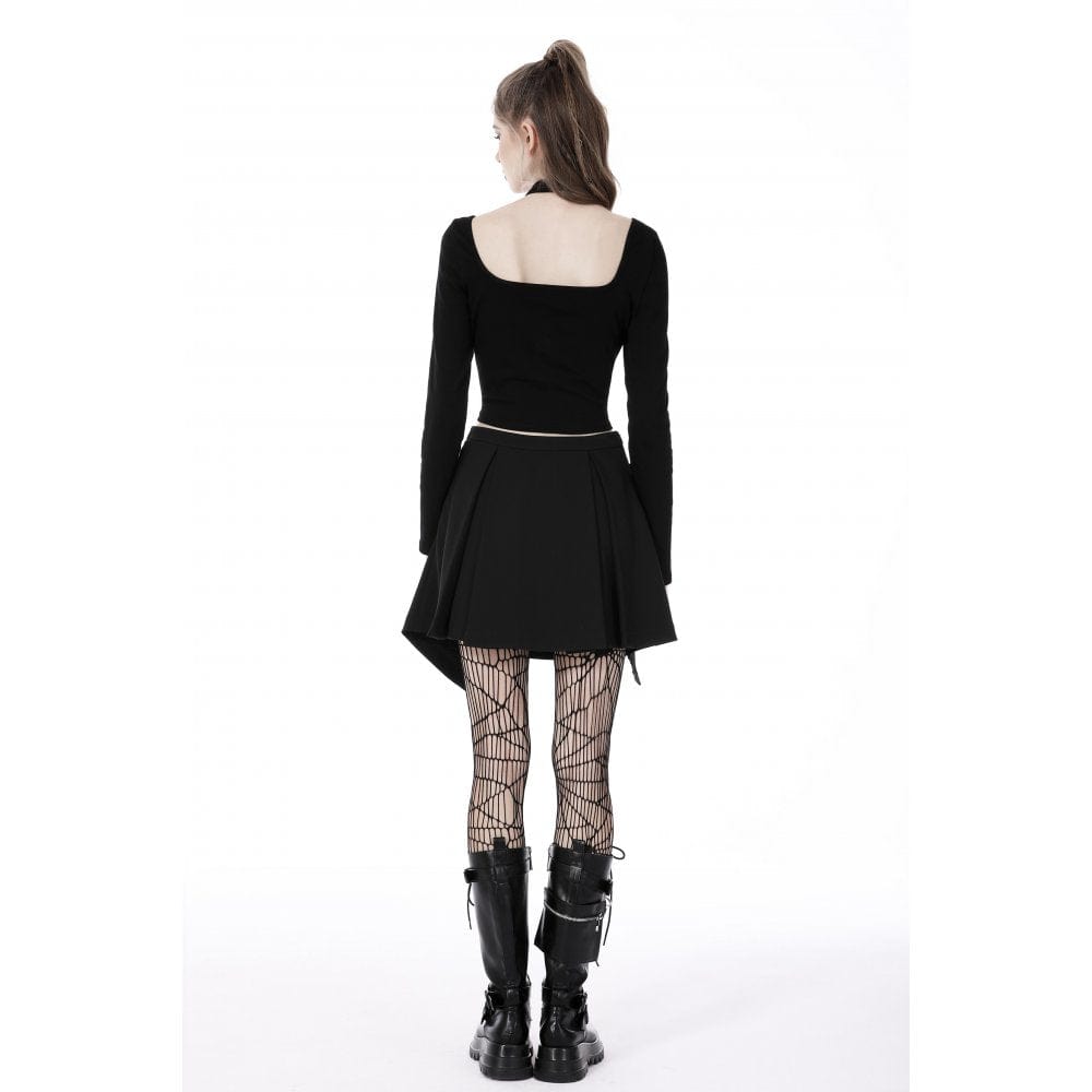 Damen Punk Mesh Splice Neckholder Crop Top - Gothic Shop